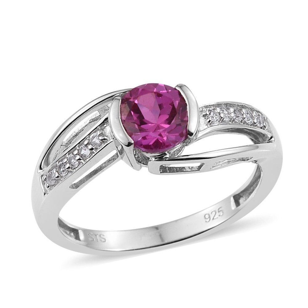 Sapphire and  White Sapphire Ring Lab Created